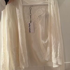 kathy ireland Cream Openfront Knit Sweater